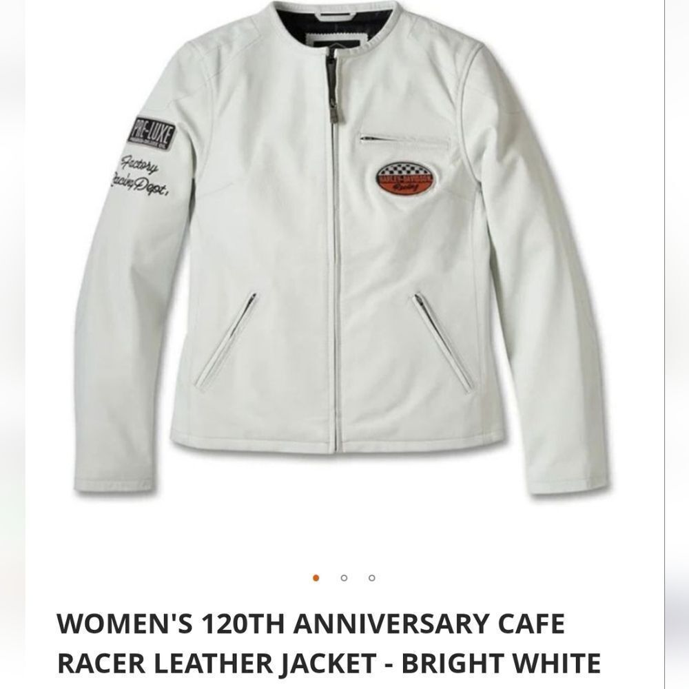 Harley Davidson Jacket WOMEN'S 120TH ANNIVERSARY CAFE RACER 100% LEATHER JACKET - Picture 4 of 16
